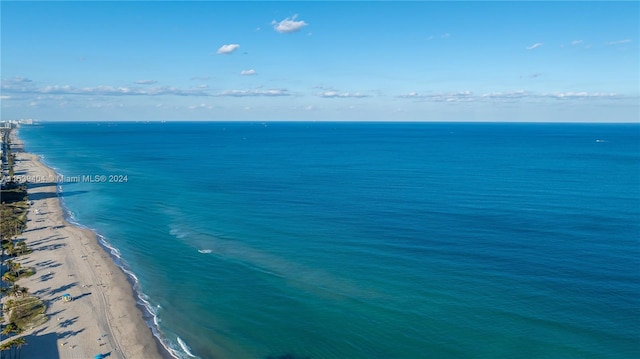 view of water feature with a view of the beach