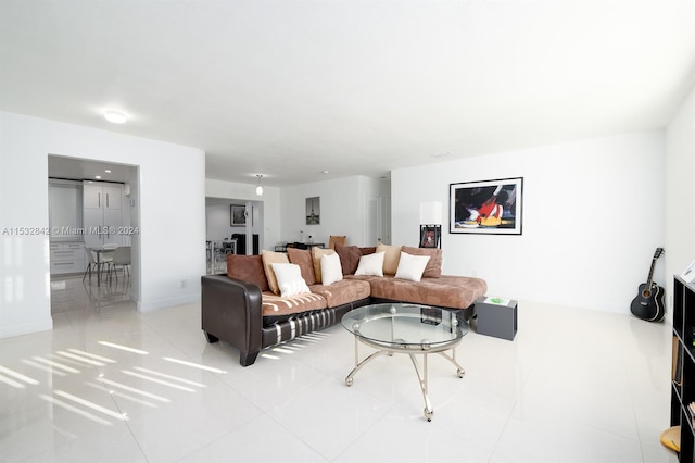 view of tiled living room