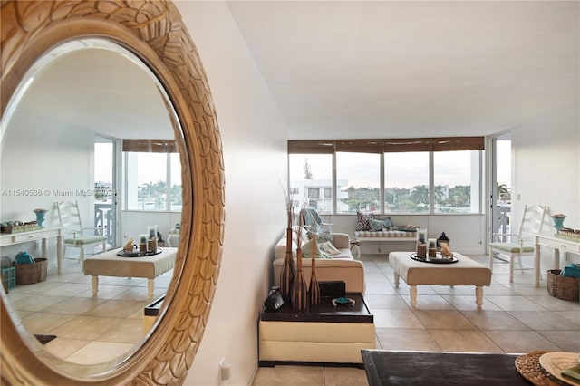 view of tiled living room