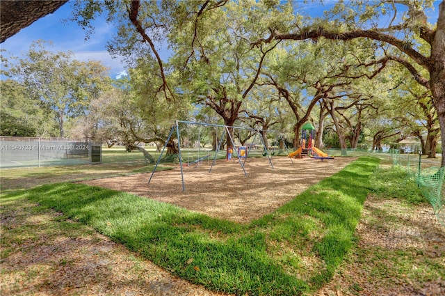 view of yard featuring a playground