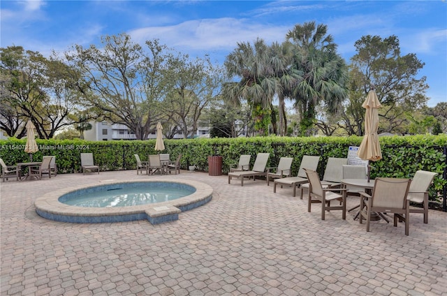 view of pool with a patio area and a hot tub