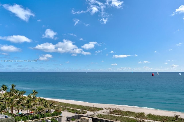 view of water feature with a view of the beach