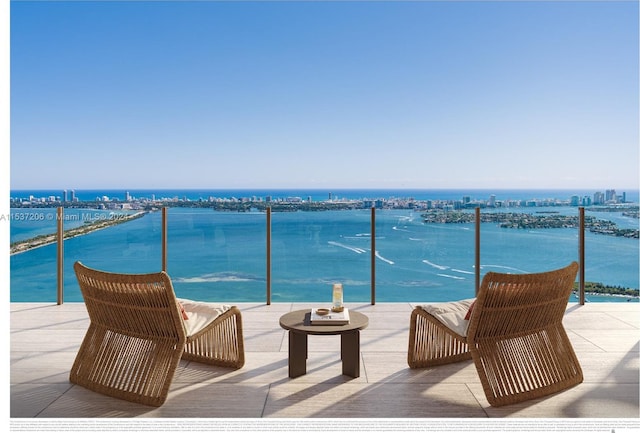 balcony with a water view