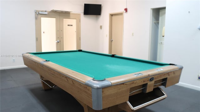 playroom with french doors and billiards