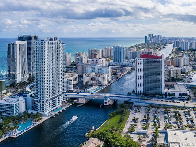 view of city with a water view