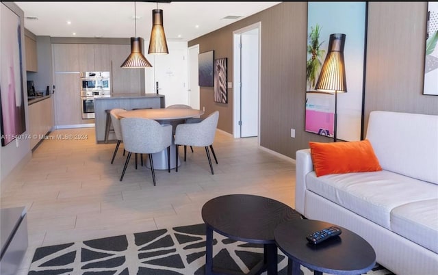 dining area with light hardwood / wood-style flooring