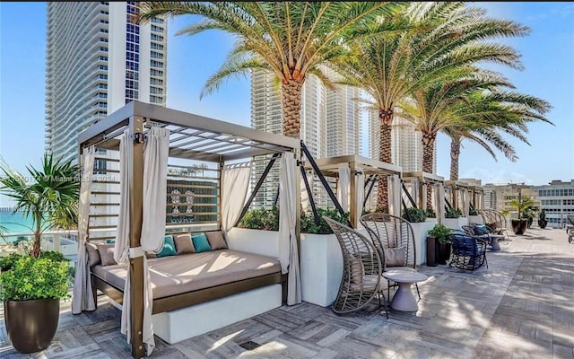 view of patio / terrace featuring a pergola