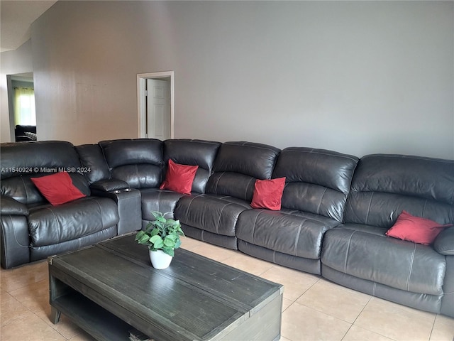 living room with light tile patterned floors