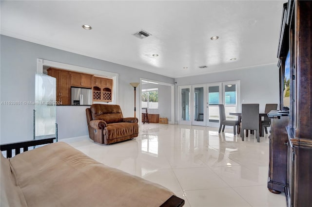 living room with french doors