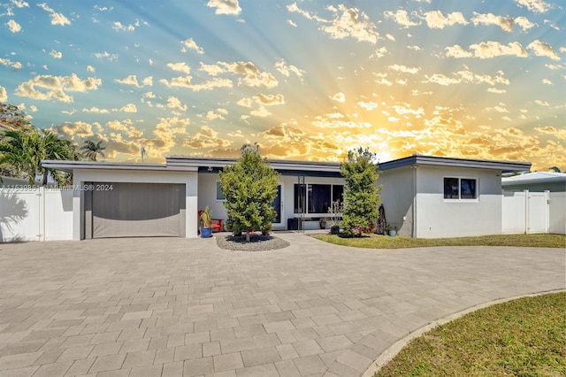 view of front of house with a garage