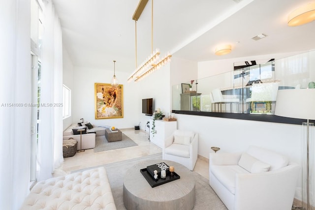 tiled living room with visible vents