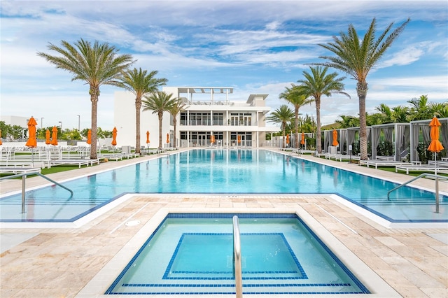 view of pool featuring a patio area