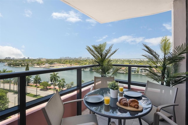 balcony with a water view