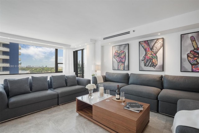 view of tiled living room