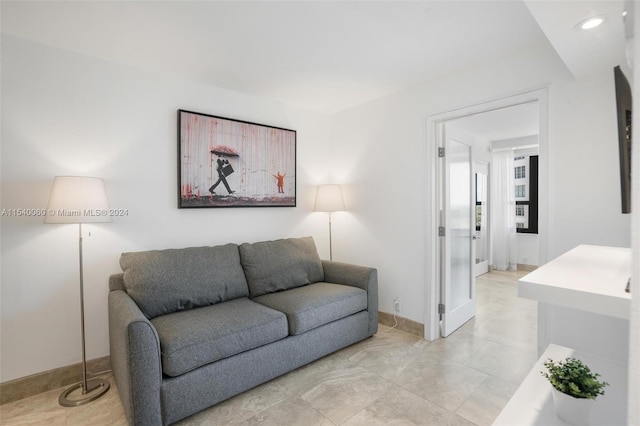 view of tiled living room