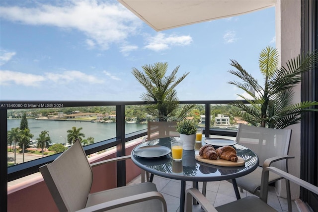 balcony with a water view