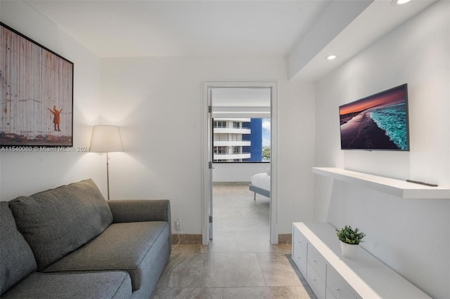 view of tiled living room