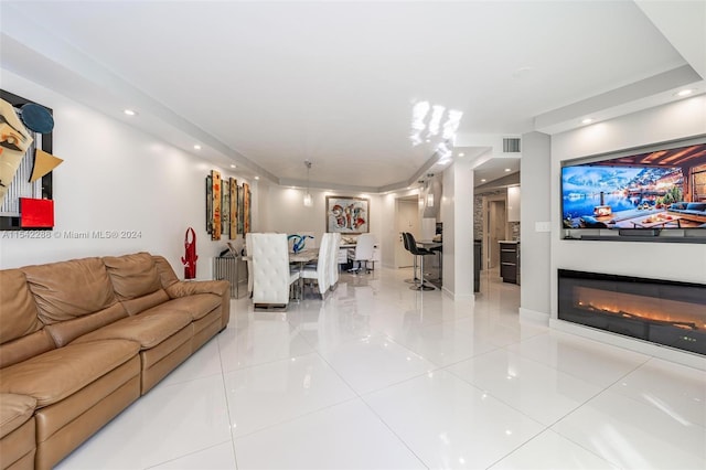 view of tiled living room