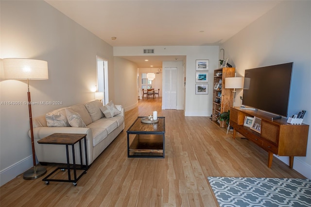 living room featuring light hardwood / wood-style flooring