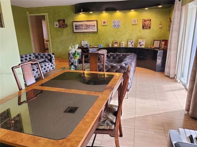 dining area featuring tile flooring