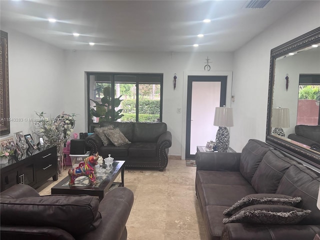 view of tiled living room