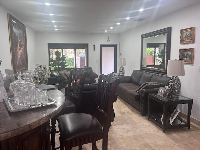 view of tiled dining area