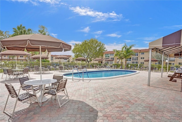 view of pool featuring a patio area