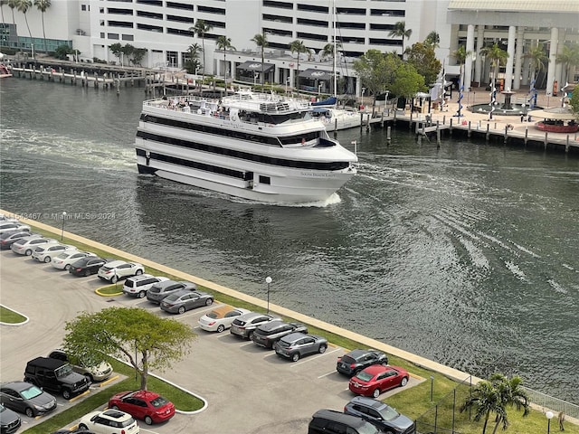 view of dock featuring a water view