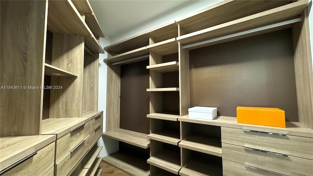 walk in closet featuring hardwood / wood-style floors