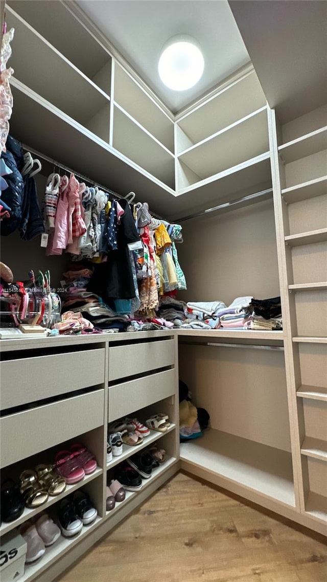 spacious closet featuring light wood-type flooring