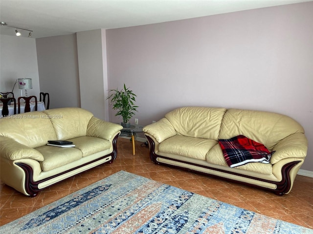 living room with track lighting