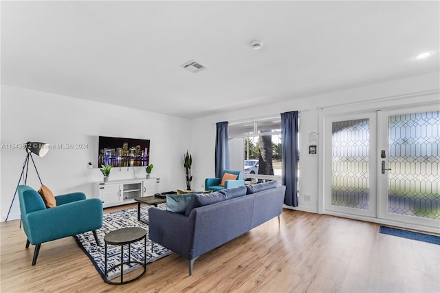 living room with light wood-type flooring