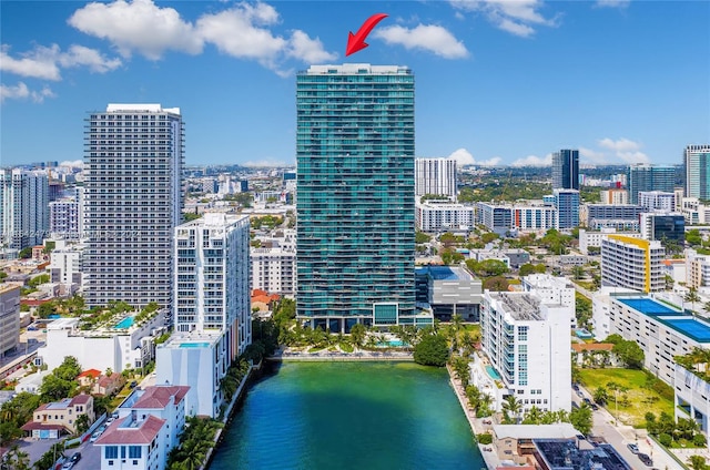 city view with a water view