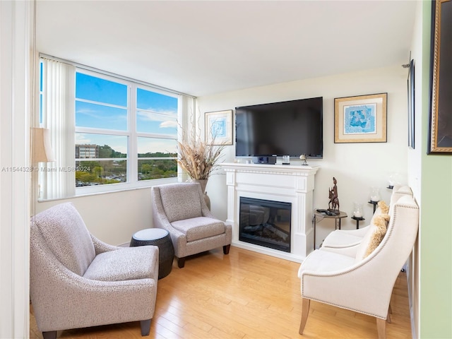 sitting room with light hardwood / wood-style floors