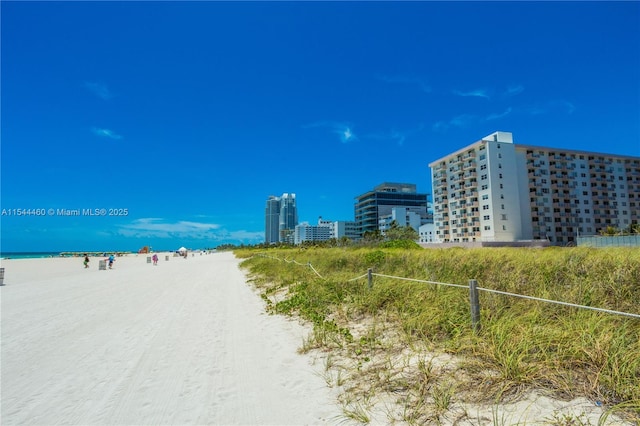 property view of water with a beach view