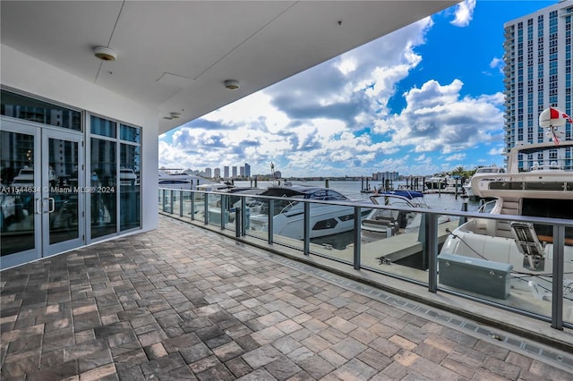 balcony with a water view