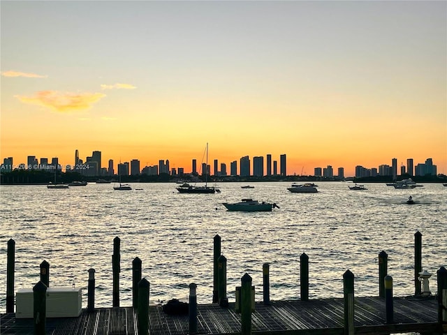 view of dock featuring a water view