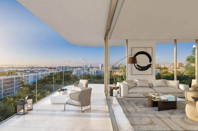 view of patio with a balcony and an outdoor hangout area