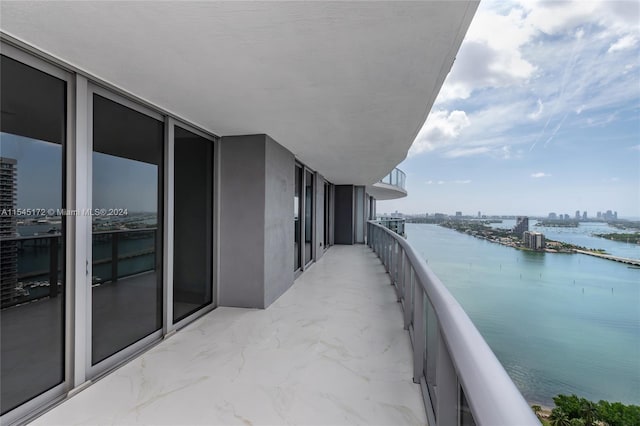 balcony with a water view