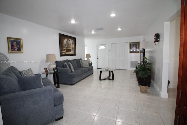 view of tiled living room