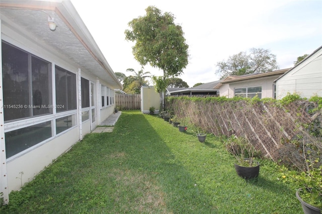 view of yard with a shed