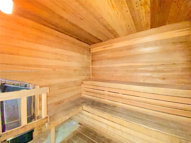 view of sauna / steam room featuring wood ceiling