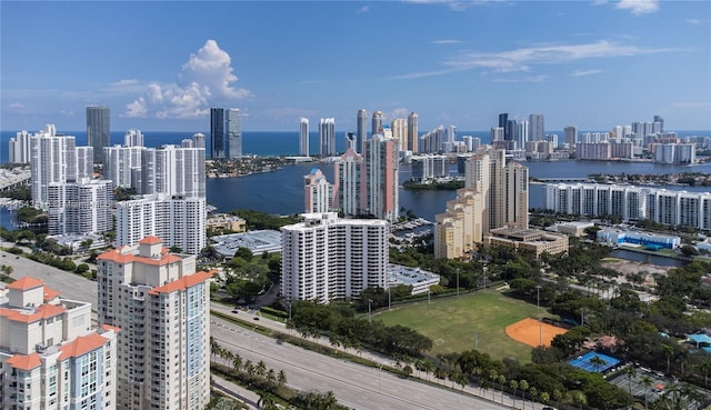 property's view of city with a water view