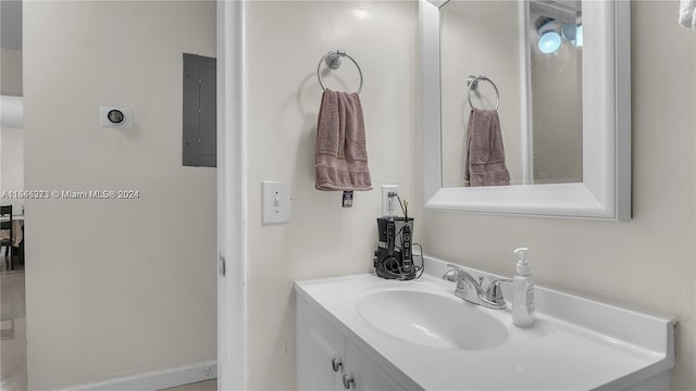 bathroom featuring vanity and electric panel