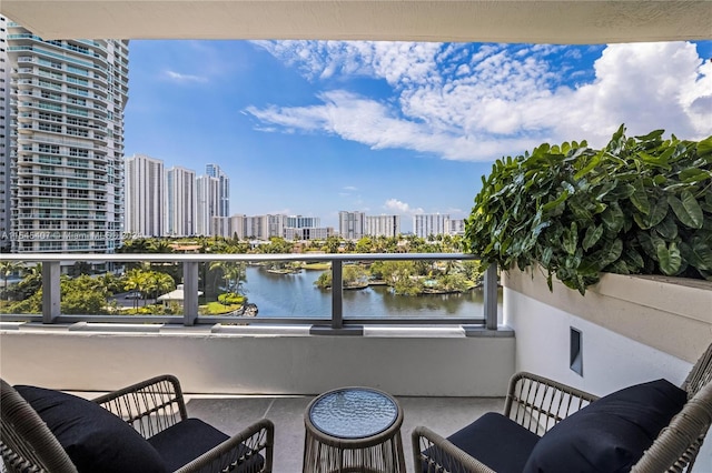 balcony with a water view