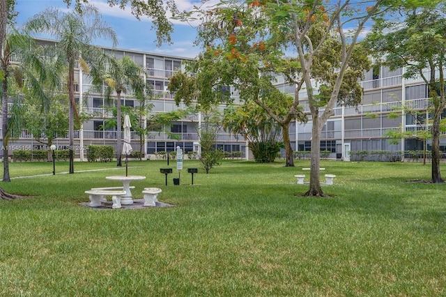 view of home's community with a lawn