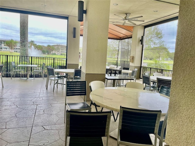 view of patio with ceiling fan