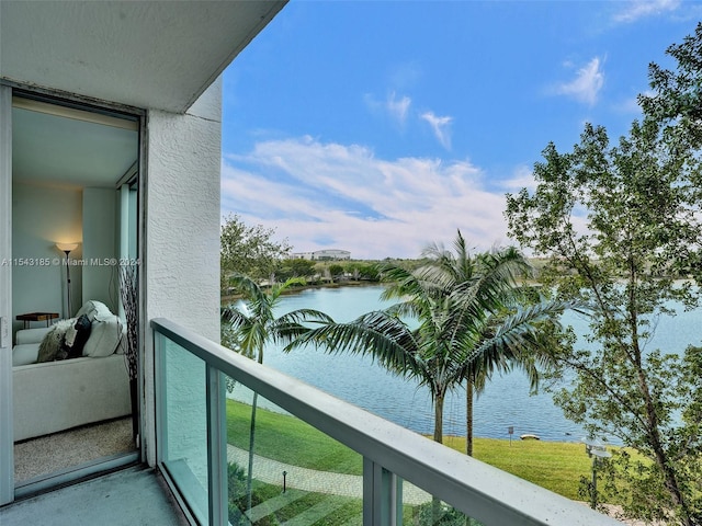 balcony with a water view