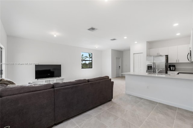 living room with sink