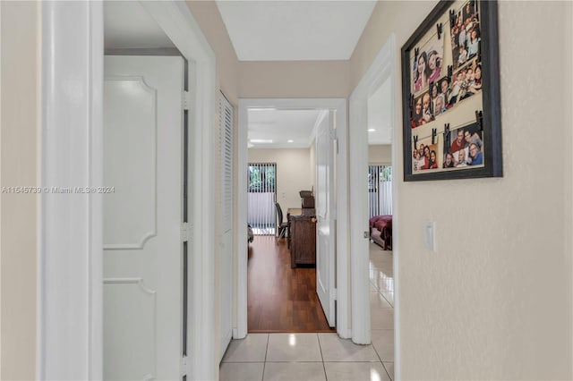 corridor featuring light hardwood / wood-style flooring